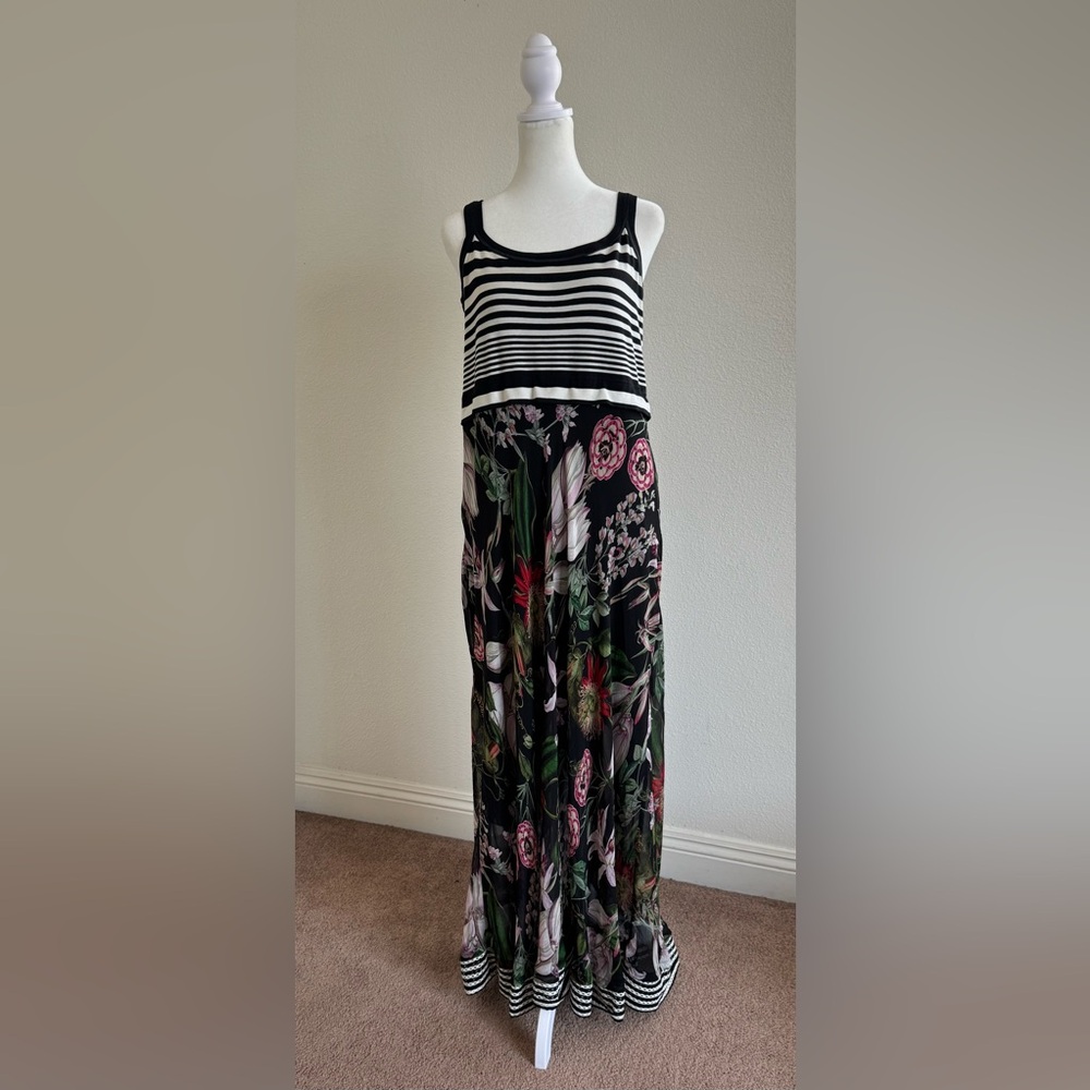 Beate Heymann Stripe Bodace Dress In Floralis Size 8 Sleeveless Maxi - Picture 2 of 15